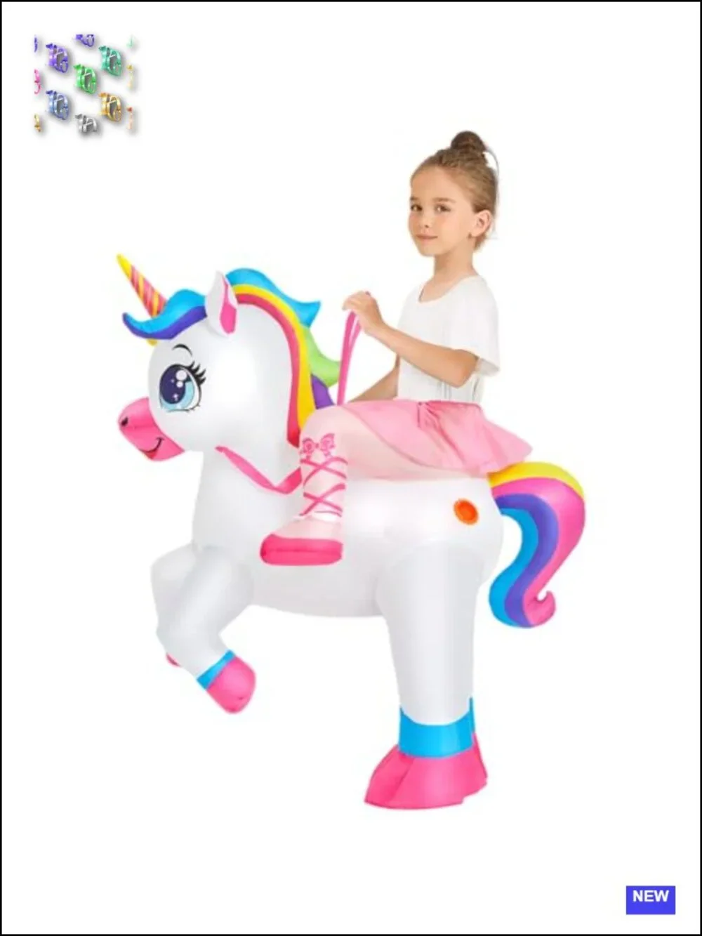 Inflatable Unicorn Costume for Kids Blow Up Halloween Cosplay Party 4-6Y